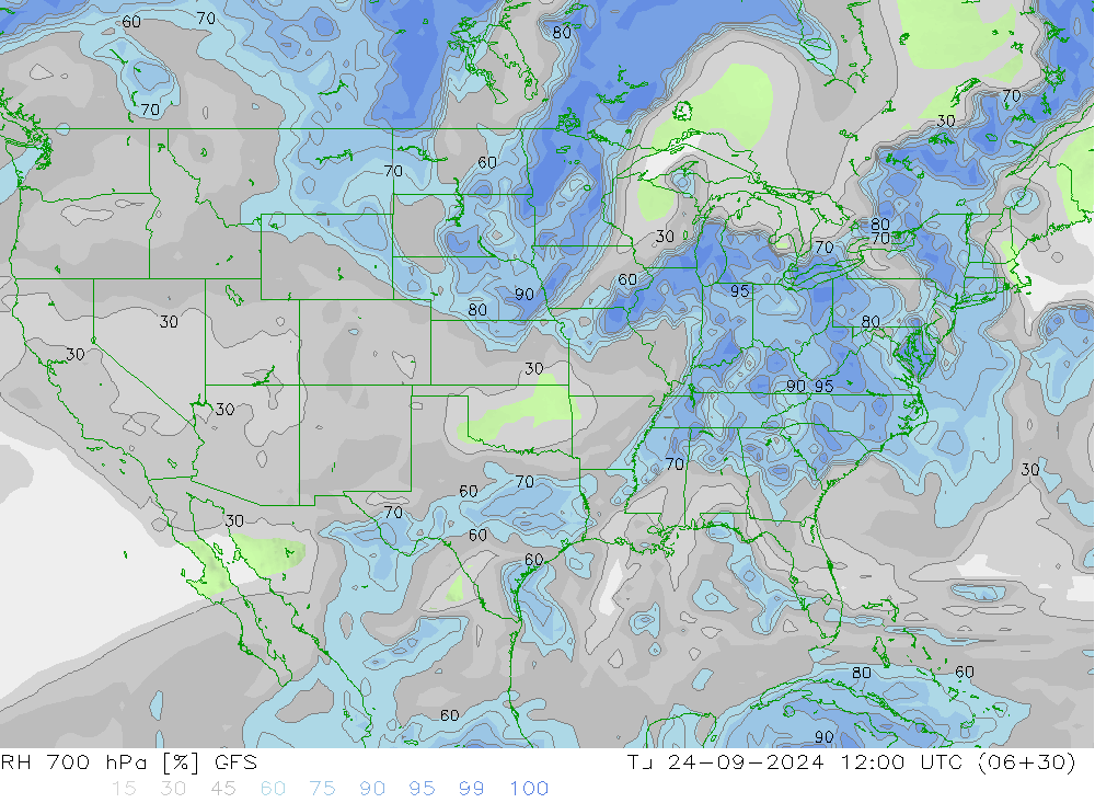 RV 700 hPa GFS di 24.09.2024 12 UTC