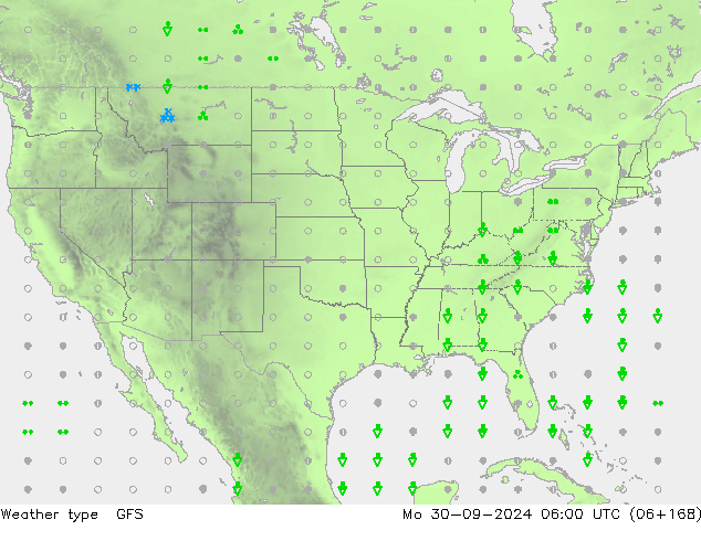 Type de précipitation GFS lun 30.09.2024 06 UTC