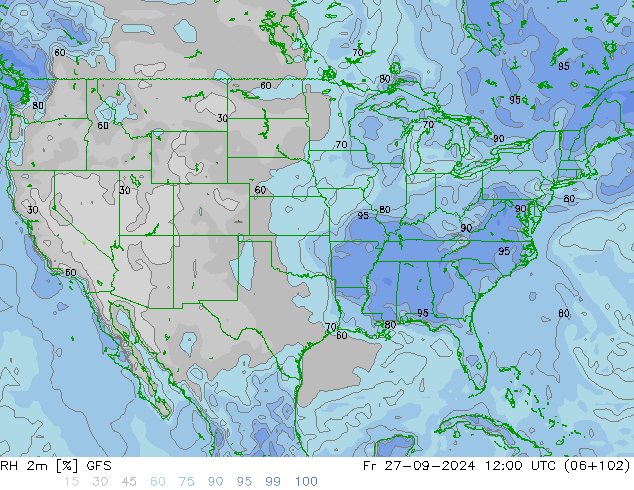 RH 2m GFS  27.09.2024 12 UTC