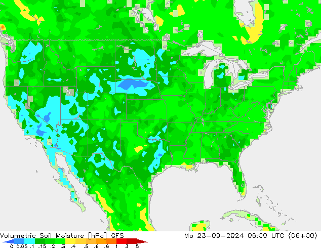 Volumetric Soil Moisture GFS Mo 23.09.2024 06 UTC