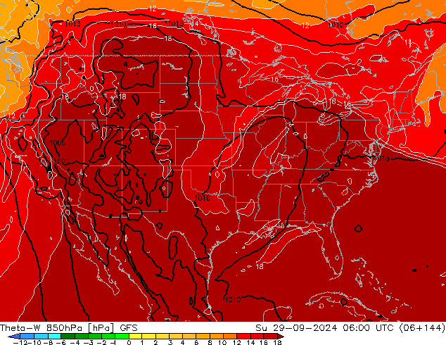 Theta-W 850hPa GFS dom 29.09.2024 06 UTC