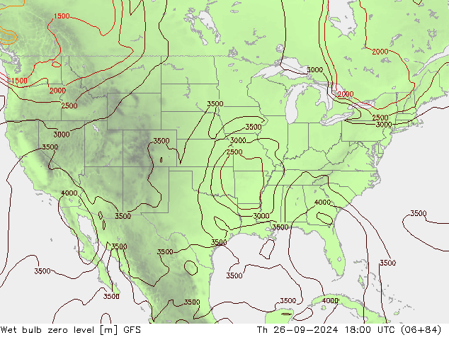 Theta-W Zero termico GFS gio 26.09.2024 18 UTC