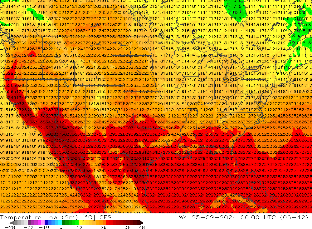 Min.  (2m) GFS  25.09.2024 00 UTC