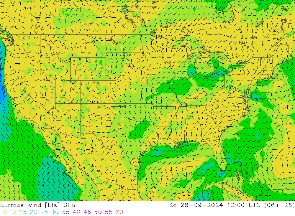 Surface wind GFS Sa 28.09.2024 12 UTC