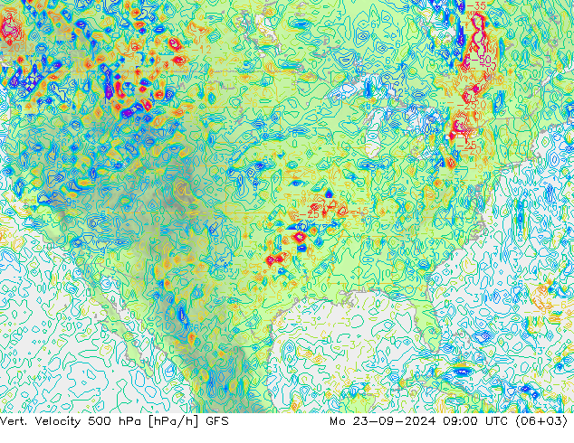 Vert. Velocity 500 hPa GFS pon. 23.09.2024 09 UTC