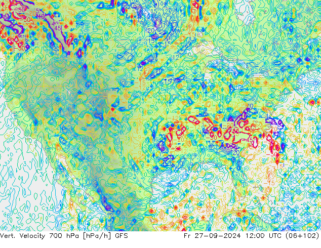 Vert. Velocity 700 гПа GFS пт 27.09.2024 12 UTC