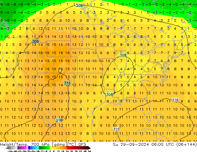 Height/Temp. 700 hPa GFS Su 29.09.2024 06 UTC