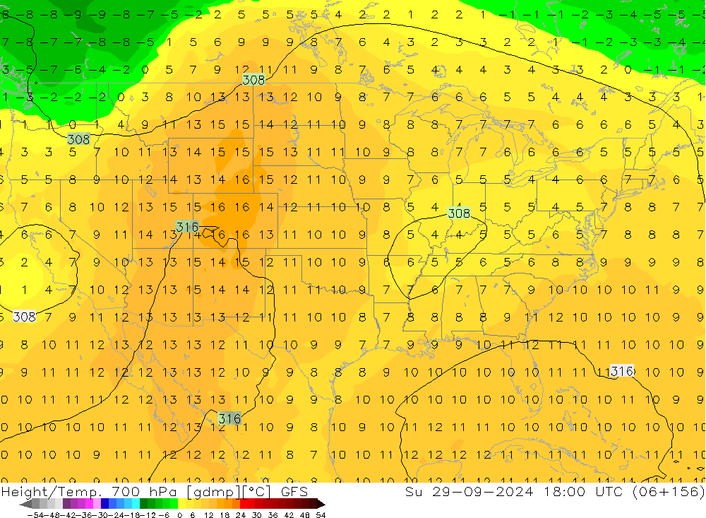 Height/Temp. 700 hPa GFS Su 29.09.2024 18 UTC