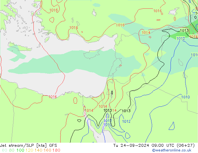 Jet stream/SLP GFS Tu 24.09.2024 09 UTC