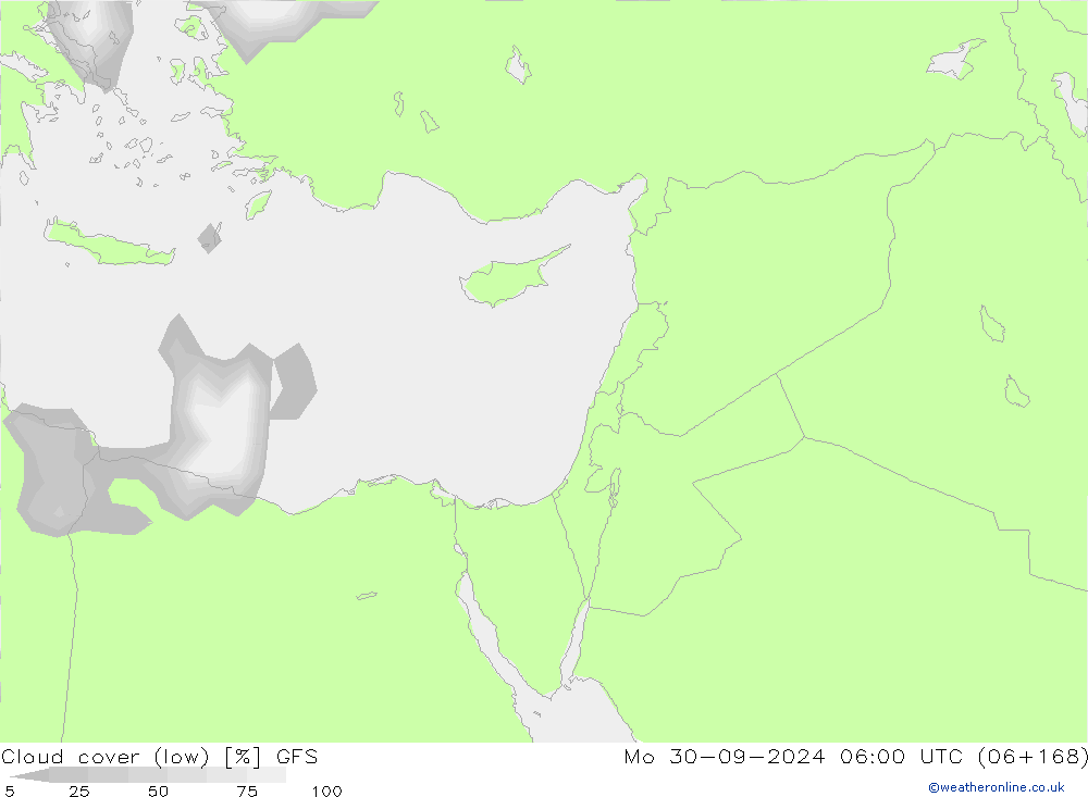 zachmurzenie (niskie) GFS pon. 30.09.2024 06 UTC