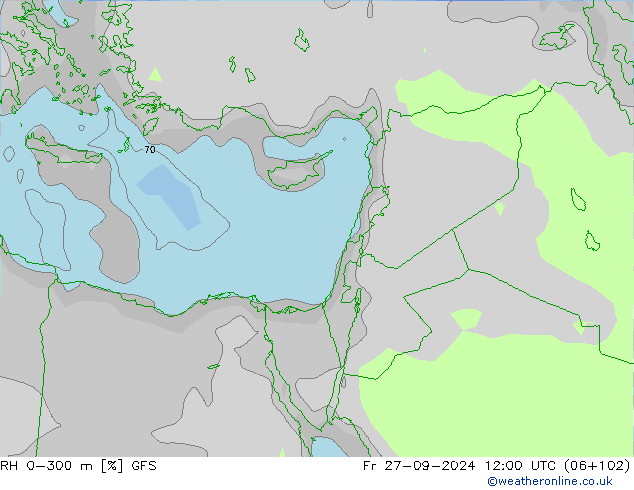 RH 0-300 m GFS Fr 27.09.2024 12 UTC