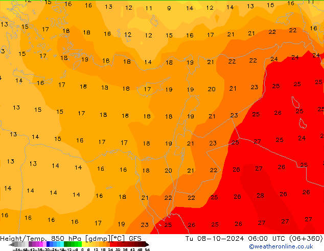 Z500/Regen(+SLP)/Z850 GFS di 08.10.2024 06 UTC