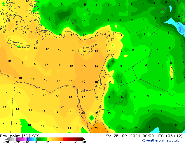 Dew point GFS We 25.09.2024 00 UTC