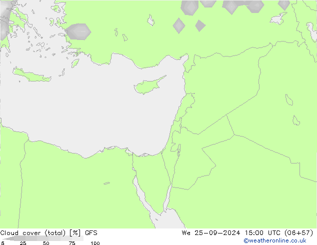 Cloud cover (total) GFS We 25.09.2024 15 UTC