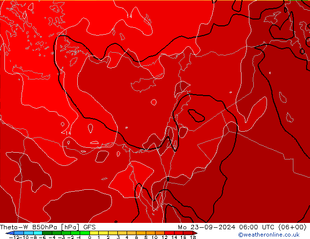 Theta-W 850hPa GFS Pzt 23.09.2024 06 UTC