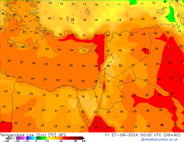 Temperature Low (2m) GFS September 2024