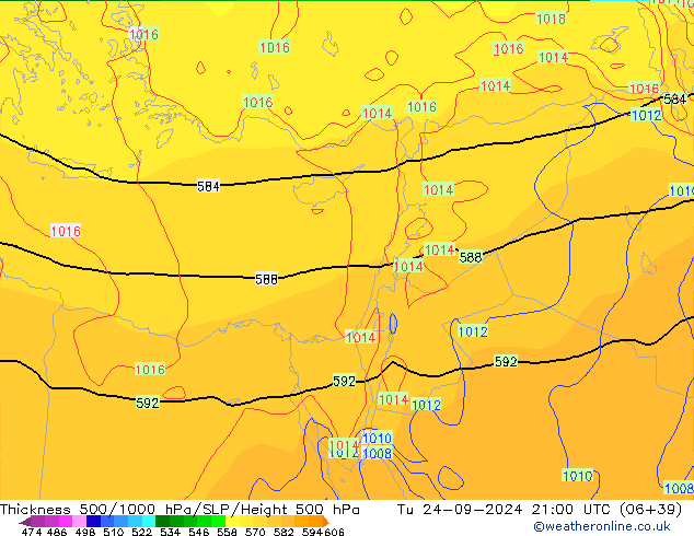 Thck 500-1000hPa GFS  24.09.2024 21 UTC