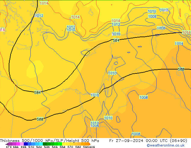 Thck 500-1000hPa GFS Fr 27.09.2024 00 UTC