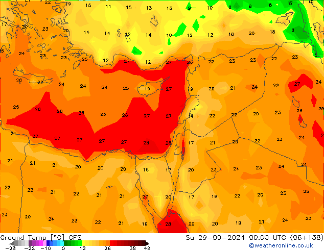 температура от 0-10 см GFS Вс 29.09.2024 00 UTC