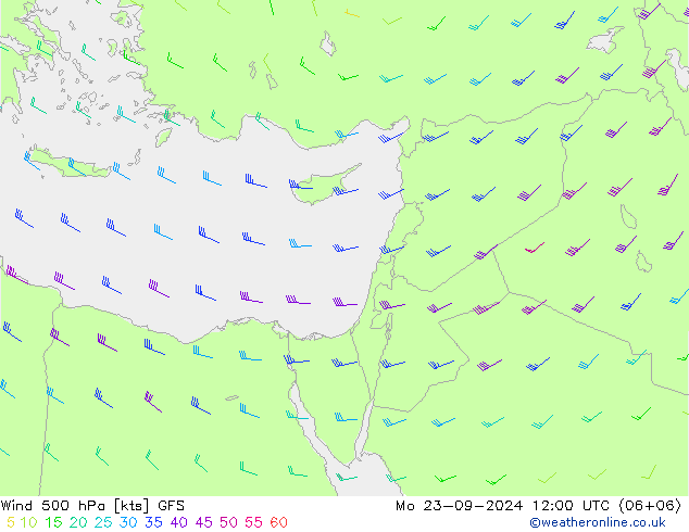 Wind 500 hPa GFS Mo 23.09.2024 12 UTC