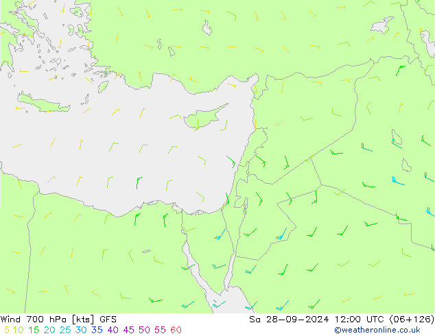 Wind 700 hPa GFS Sa 28.09.2024 12 UTC