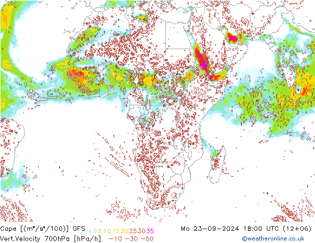 Cape GFS lun 23.09.2024 18 UTC