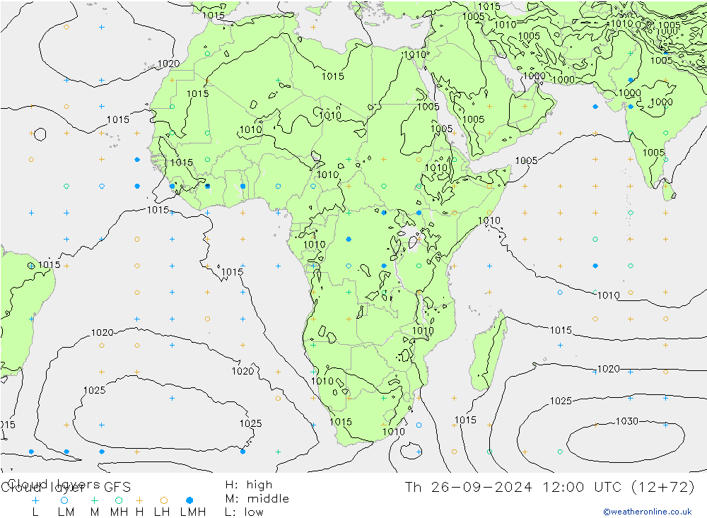 Cloud layer GFS Th 26.09.2024 12 UTC