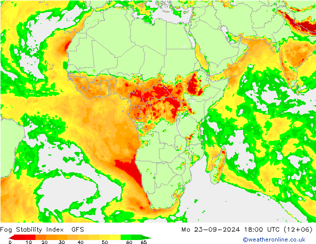 Fog Stability Index GFS pon. 23.09.2024 18 UTC