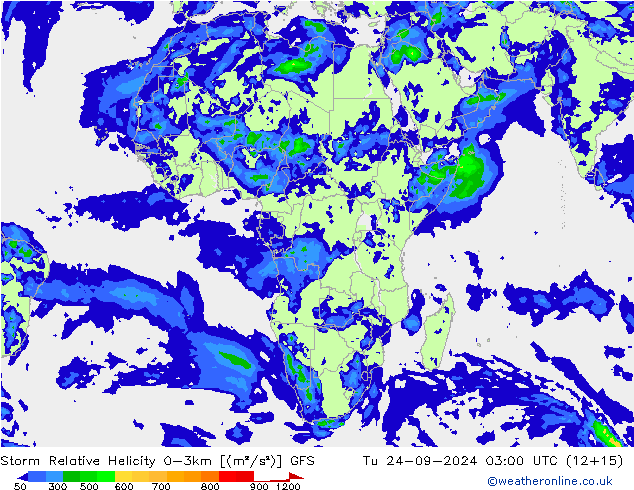 Storm Relative Helicity GFS Ter 24.09.2024 03 UTC