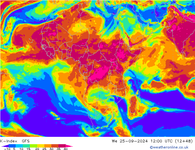 K-Index GFS Qua 25.09.2024 12 UTC