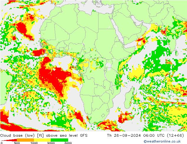 Cloud base (low) GFS Th 26.09.2024 06 UTC