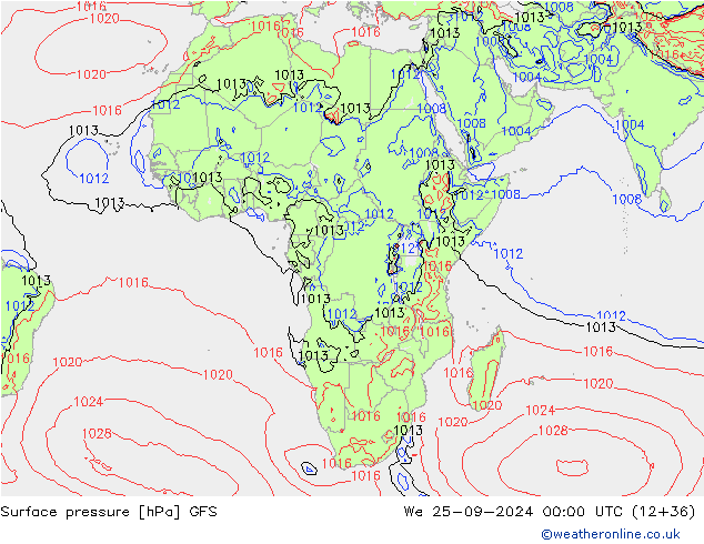 GFS: St 25.09.2024 00 UTC