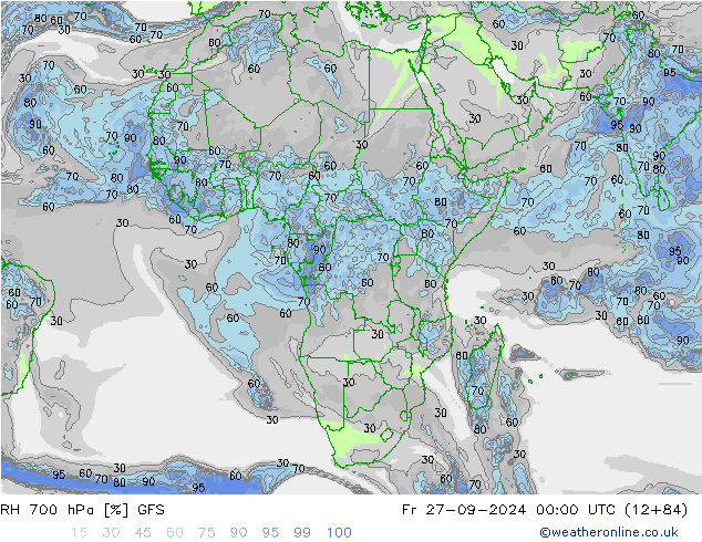 RH 700 hPa GFS ven 27.09.2024 00 UTC