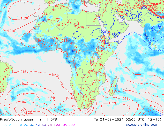 Precipitation accum. GFS Ter 24.09.2024 00 UTC