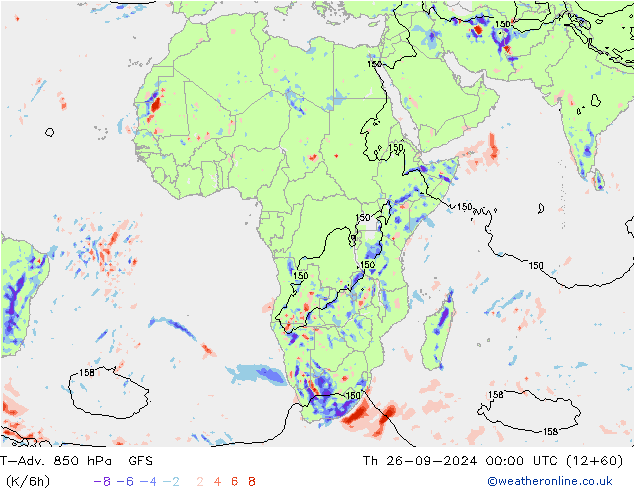 T-Adv. 850 hPa GFS Čt 26.09.2024 00 UTC