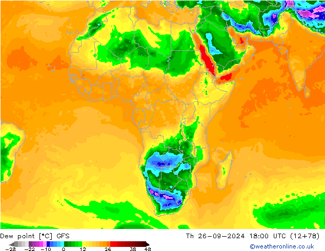 Punto de rocío GFS jue 26.09.2024 18 UTC