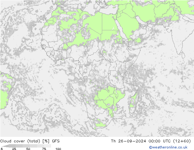 nuvens (total) GFS Qui 26.09.2024 00 UTC