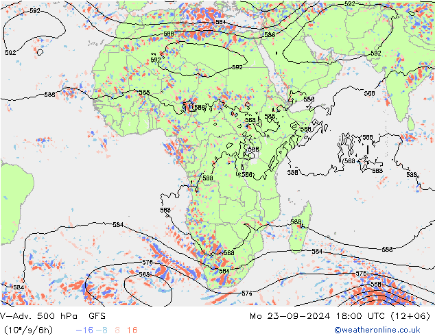 V-Adv. 500 hPa GFS lun 23.09.2024 18 UTC