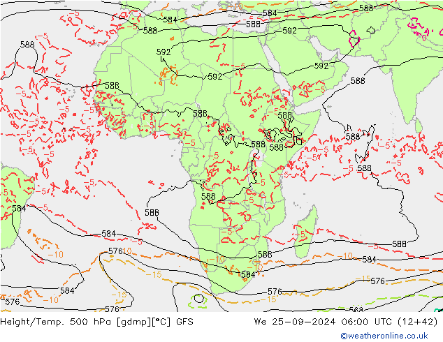 Z500/Rain (+SLP)/Z850 GFS ср 25.09.2024 06 UTC