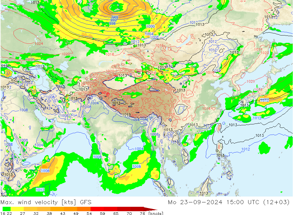 Max. wind velocity GFS Mo 23.09.2024 15 UTC