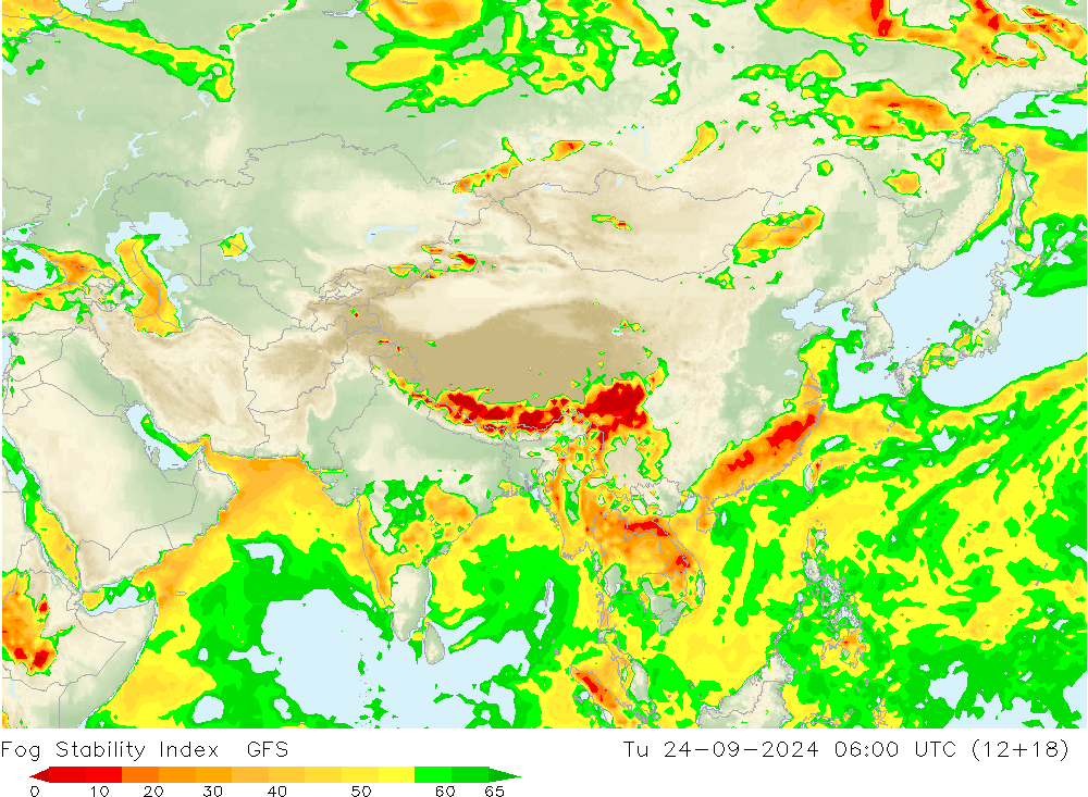 Fog Stability Index GFS Út 24.09.2024 06 UTC