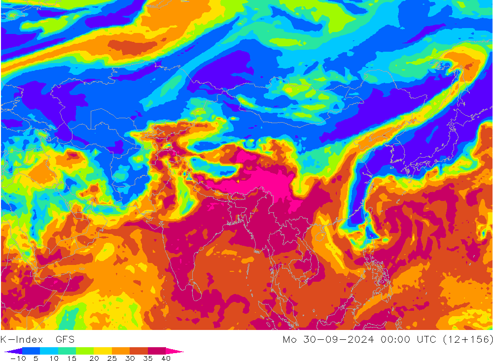 K-Index GFS пн 30.09.2024 00 UTC