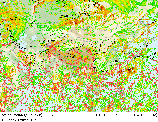 Konveksiyon - İndeks GFS Sa 01.10.2024 12 UTC