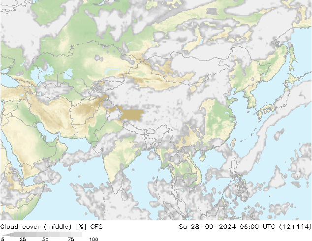 Bewolking (Middelb.) GFS za 28.09.2024 06 UTC