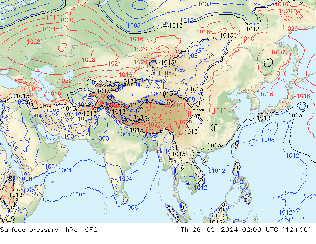 Surface pressure GFS Th 26.09.2024 00 UTC