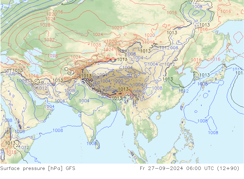 pressão do solo GFS Sex 27.09.2024 06 UTC