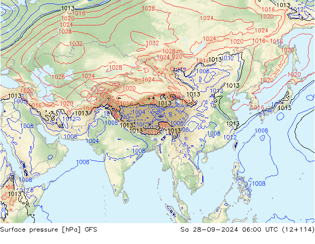 Surface pressure GFS Sa 28.09.2024 06 UTC