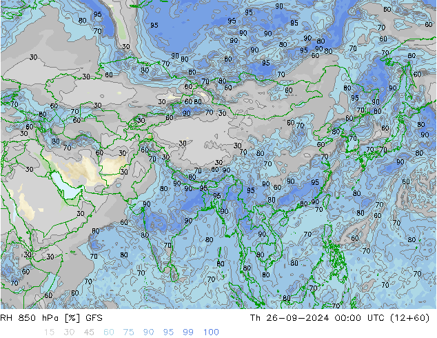 RH 850 hPa GFS Th 26.09.2024 00 UTC