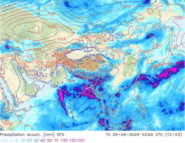 Toplam Yağış GFS Per 26.09.2024 03 UTC