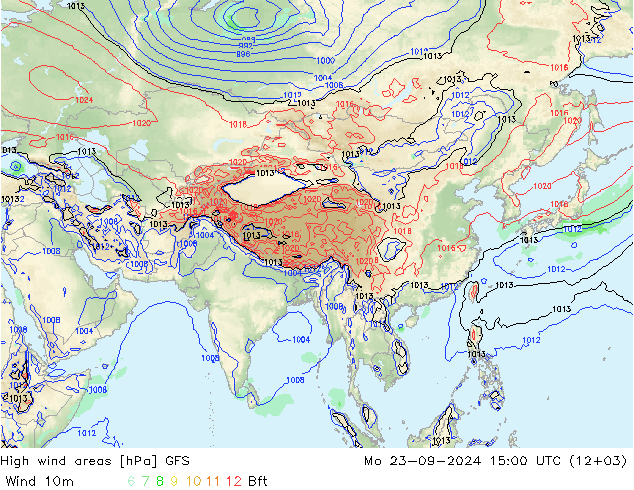 High wind areas GFS Mo 23.09.2024 15 UTC